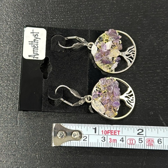 Amethyst Stone Tree Earrings - Picture 4 of 5